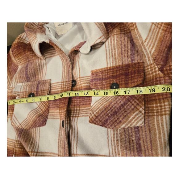 Thread & Supply Fall Color Plaid Shacket Chore Jacket Shirt Side Front Pocket SM - Picture 8 of 10